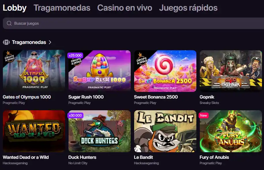 Lobby oficial de jogos da CHEXX com categorias e provedores